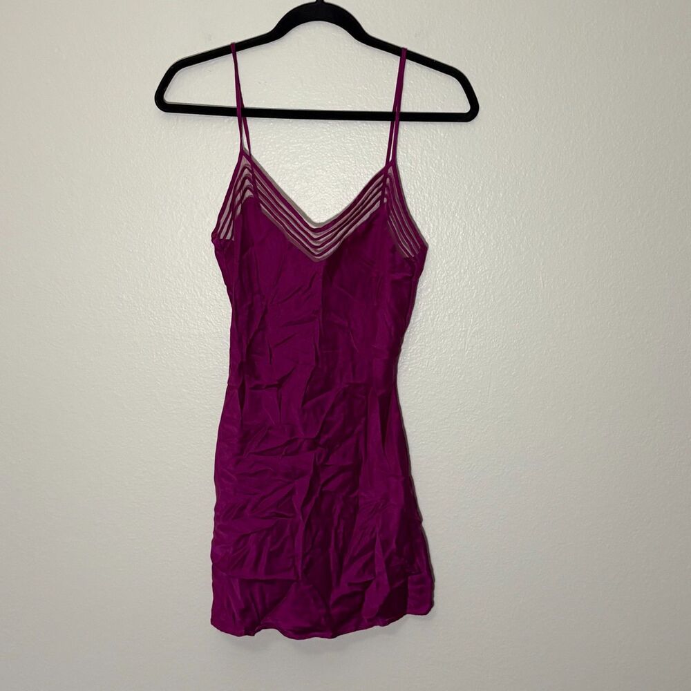 Y2K Vintage Victoria's Secret 100% Silk Nightie Babydoll Purple Slinky Lingerie